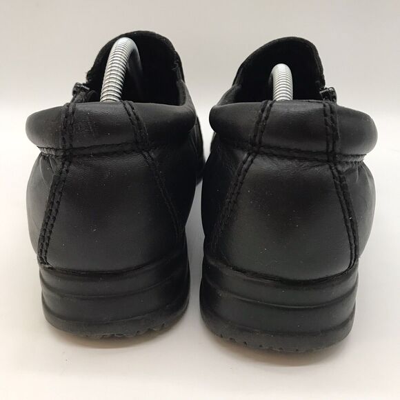 Dr. Scholl's Marci Black Leather Wedge Loafer Women's 9W Side Zip Comfort Shoes - Picture 3 of 10